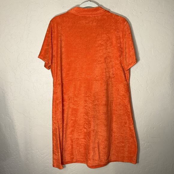 ASOS DESIGN Curve towelling mini polo dress in ruby orange. Terry cloth dress - Picture 7 of 7
